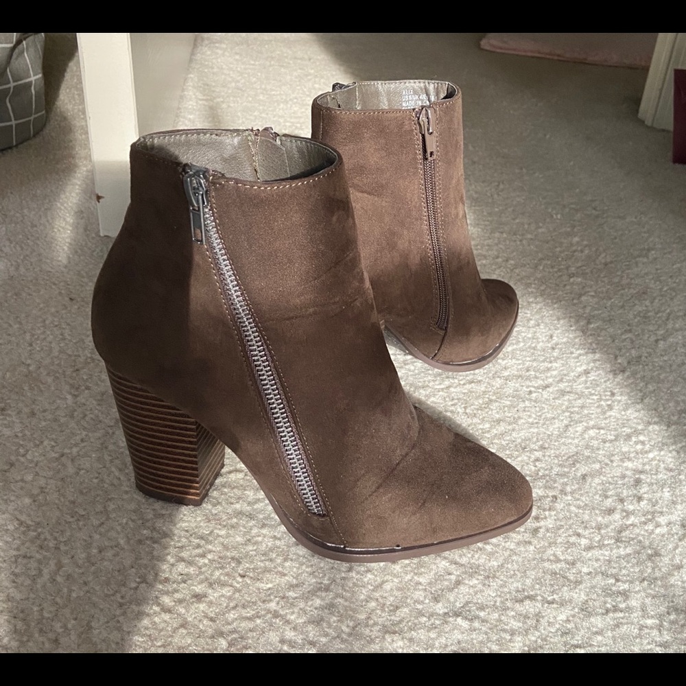 brown heeled booties
